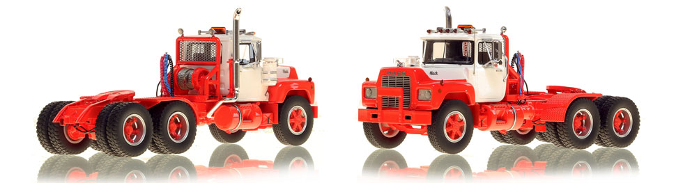 Mack R tandem axle tractor scale model is hand-crafted and intricately detailed.