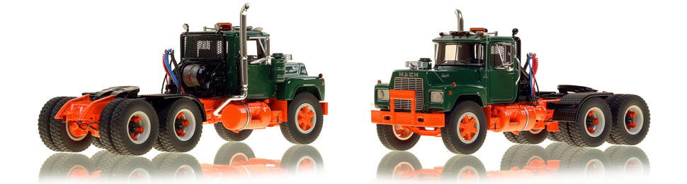 Mack R tandem axle tractor scale model is hand-crafted and intricately detailed.