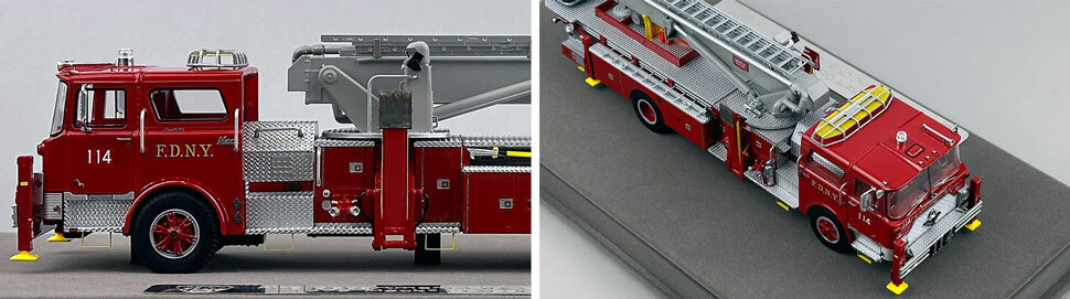 Closeup pictures 3-4 of FDNY's Mack CF/Baker Tower Ladder 114 scale model