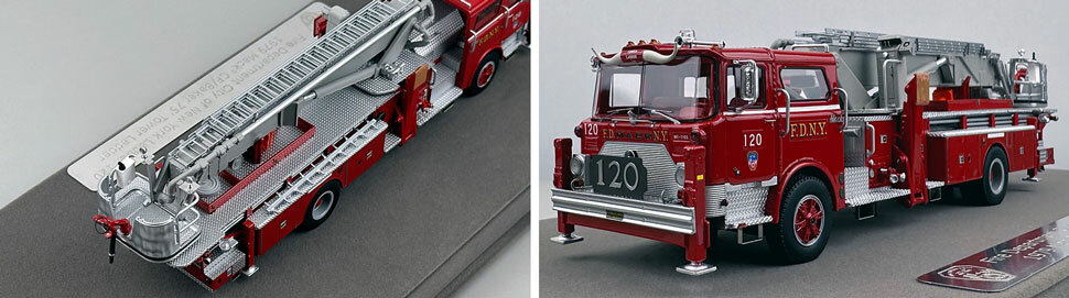 Closeup pictures 1-2 of FDNY's Mack CF/Baker Tower Ladder 120 scale model