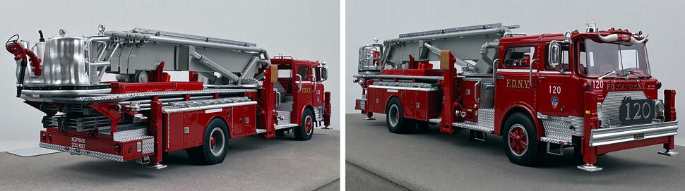 Closeup pictures 9-10 of FDNY's Mack CF/Baker Tower Ladder 120 scale model