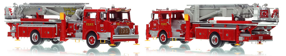 FDNY's 1973 Mack CF/Baker Tower Ladder 120 is now available as a museum grade replica