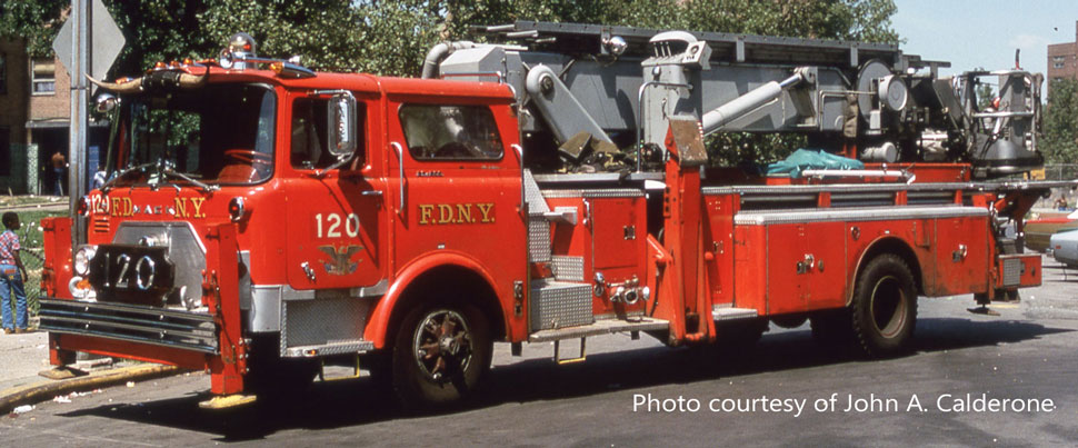 FDNY 1973 Mack CF/Baker Tower Ladder 120 courtesy of John A. Calderone