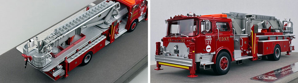 Closeup pictures 1-2 of FDNY's Mack CF/Baker Tower Ladder 127 scale model