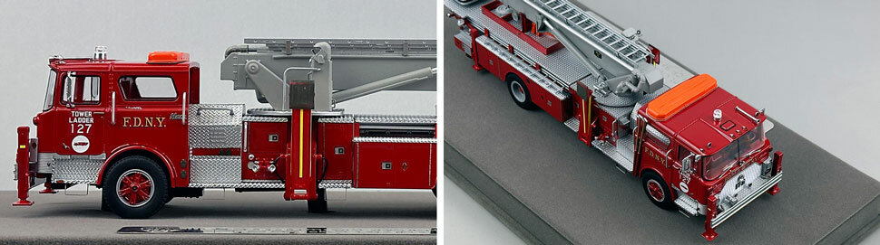 Closeup pictures 3-4 of FDNY's Mack CF/Baker Tower Ladder 127 scale model