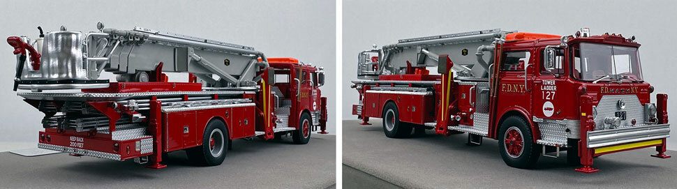 Closeup pictures 9-10 of FDNY's Mack CF/Baker Tower Ladder 127 scale model