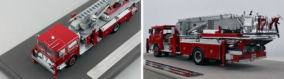 Closeup pictures 5-6 of FDNY's Mack CF/Baker Tower Ladder 17 scale model