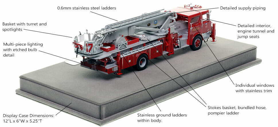 Specs and Features of FDNY's Mack CF/Baker Tower Ladder 17 scale model