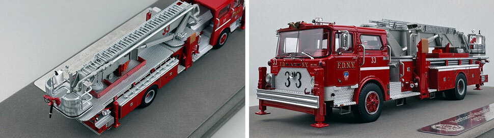 Closeup pictures 1-2 of FDNY's Mack CF/Baker Tower Ladder 33 scale model