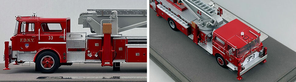 Closeup pictures 3-4 of FDNY's Mack CF/Baker Tower Ladder 33 scale model