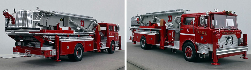 Closeup pictures 9-10 of FDNY's Mack CF/Baker Tower Ladder 33 scale model