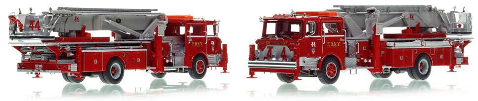 FDNY's Mack CF/Baker 75' Tower Ladder 44 scale model is hand-crafted and intricately detailed.