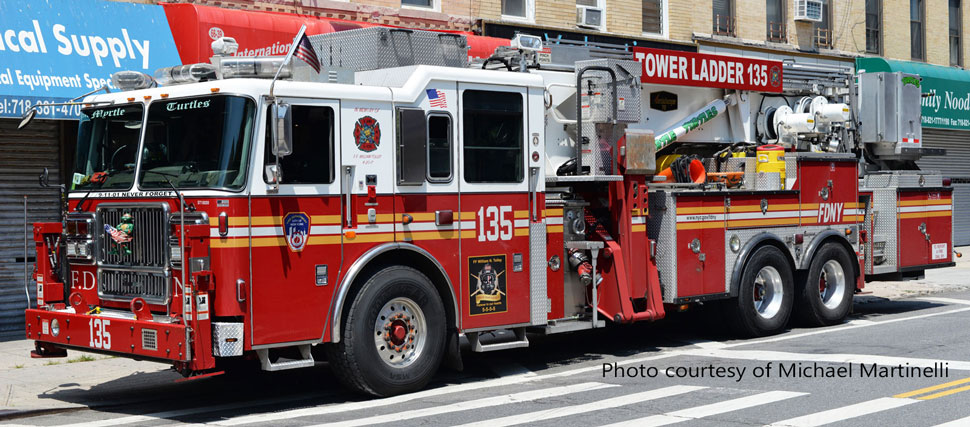 FDNY Tower Ladder 135 in Queens courtesy of Michael Martinelli
