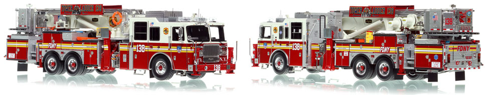 FDNY's Ladder 138 scale model is hand-crafted and intricately detailed.