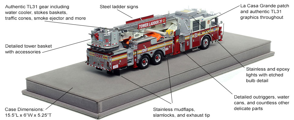 Specs and Features of FDNY Ladder 31 scale model