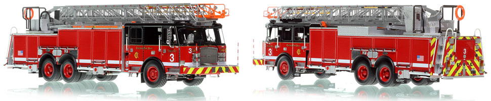 Take home Chicago Fire Department E-One Rear Mount Truck 3 scale model!