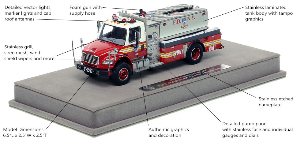 Specs and features of FDNY Foam Tanker 247 replica