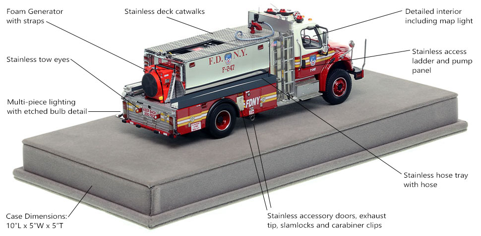 Specs and features of FDNY Foam Tanker 247 scale model