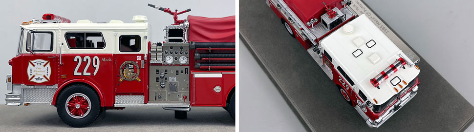 Closeup pictures 5-6 of FDNY's Mack CF Engine 229 scale model