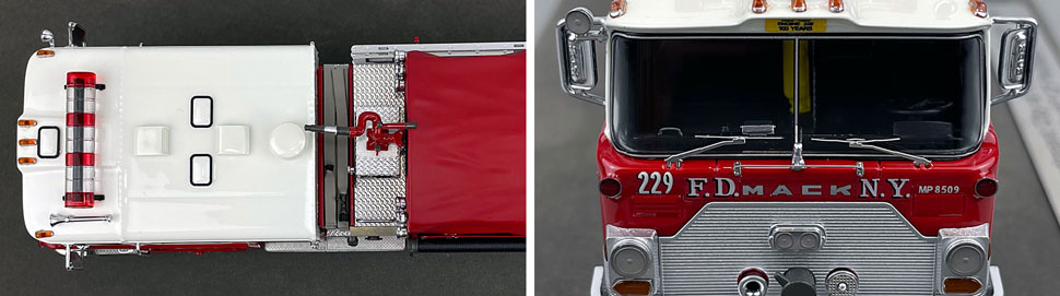 Closeup pics 13-14 of FDNY's Classic Mack CF Engine 229 scale model