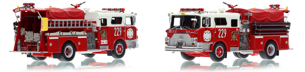 FDNY's Mack CF Engine 229 scale model is hand-crafted and intricately detailed.