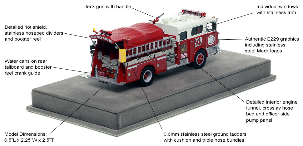 Specs and Features of FDNY's Classic Mack CF Engine 229 scale model