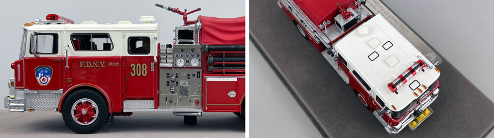 Closeup pictures 5-6 of FDNY's Mack CF Engine 308 scale model