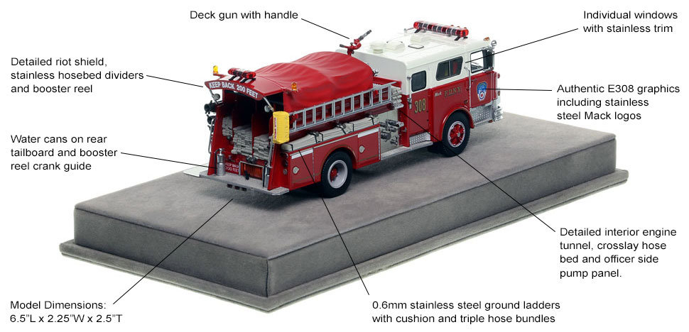 Specs and Features of FDNY's Classic Mack CF Engine 308 scale model