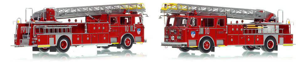 FDNY's 1984 Ladder 10 scale model is hand-crafted and intricately detailed.