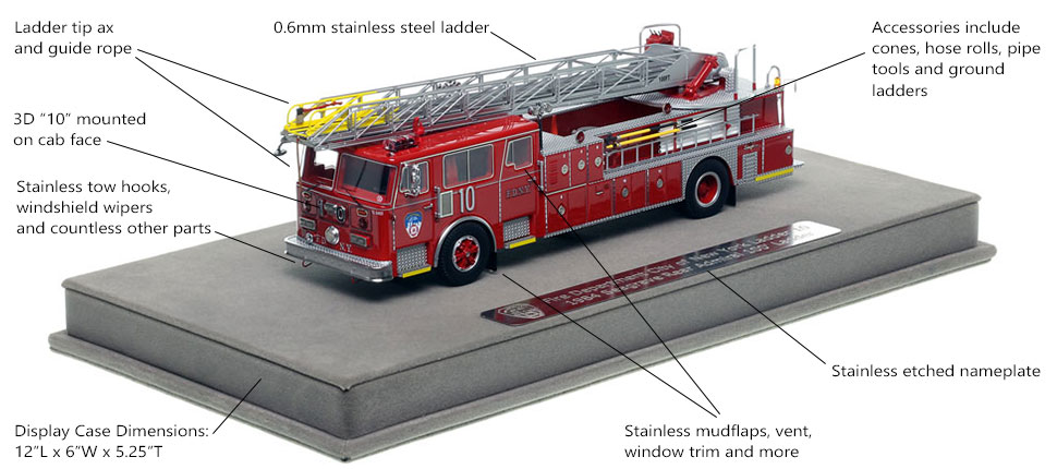 Features and Specs of FDNY's 1984 Ladder 10 scale model