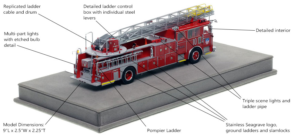 Specs and Features of FDNY's 1984 Ladder 10 scale model