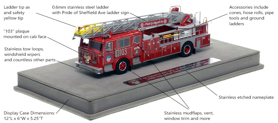 Features and Specs of FDNY's 1985 Ladder 103 scale model