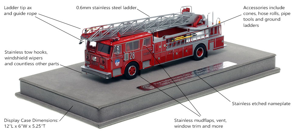 Features and Specs of FDNY's 1983 Ladder 28 scale model