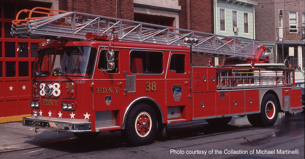 FDNY's 1983 Seagrave 100' Ladder 38 courtesy of the Michael Martinelli Collection