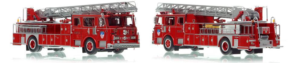 FDNY's 1983 Ladder 4 scale model is hand-crafted and intricately detailed.