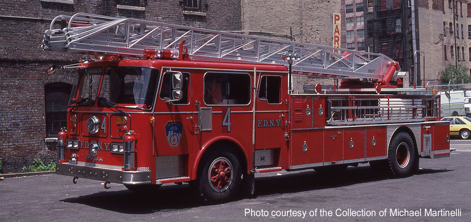 FDNY's 1983 Seagrave 100' Ladder 4 courtesy of the Michael Martinelli Collection