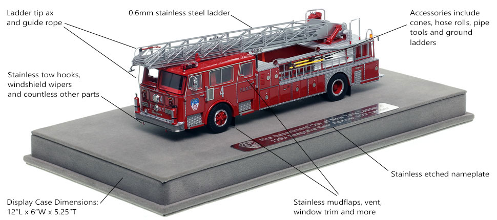 Features and Specs of FDNY's 1983 Ladder 4 scale model