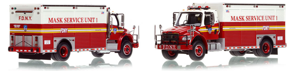 FDNY Mask Service Unit 1 is hand-crafted, limited in production, and includes a display case