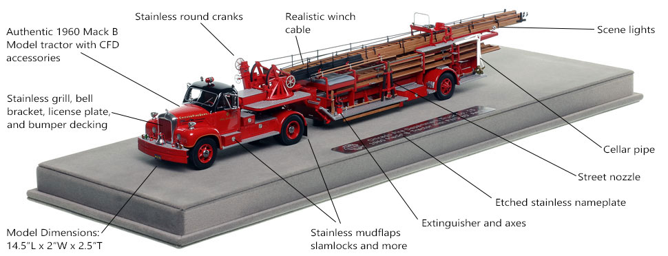Camion De Pompiers Mack B-61 Chicago 1960 - Modèle 1/34 Tout Monté - First Gear - Neuf