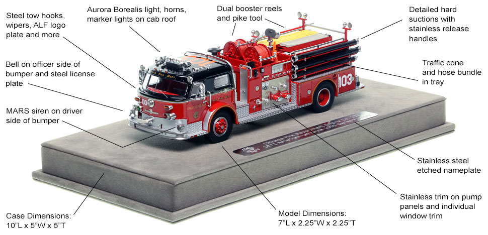 Features and Specs of Chicago's 1972 American LaFrance Engine Co. 103 scale model