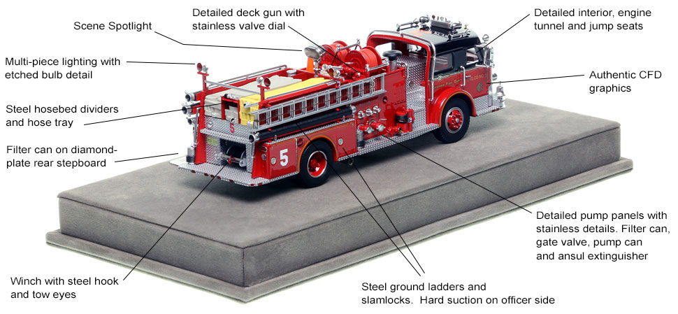 Specs and features of Chicago's 1972 American LaFrance Engine Co. 5 scale model