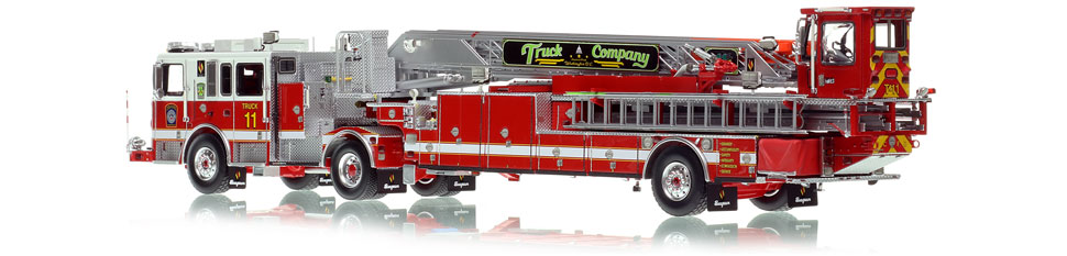 D.C. Fire & EMS Truck 11 scale model is hand-crafted and intricately detailed.