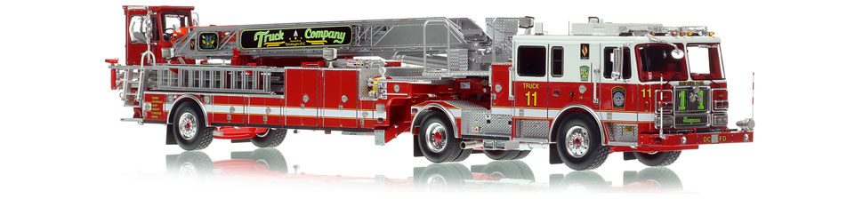 The first museum grade scale model of D.C. Fire & EMS Seagrave Capitol 100' TDA Truck 11