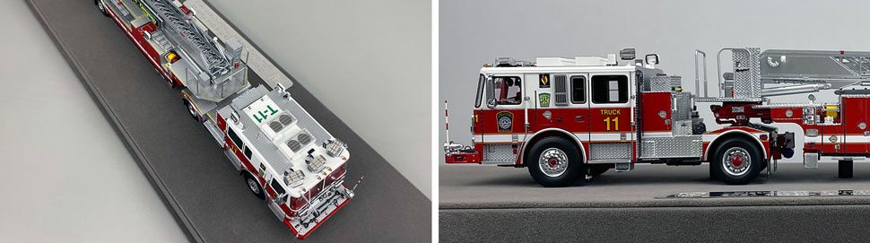 Closeup pictures 5-6 of the D.C. Fire & EMS Seagrave Capitol 100' TDA Truck 11 scale model