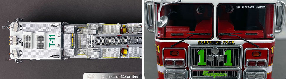 Closeup pictures 13-14 of the D.C. Fire & EMS Seagrave Capitol 100' TDA Truck 11 scale model