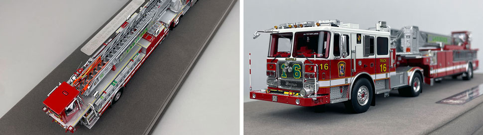 Closeup pictures 3-4 of the D.C. Fire & EMS Seagrave Capitol 100' TDA Truck 16 scale model