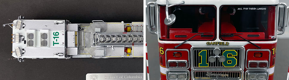 Closeup pictures 13-14 of the D.C. Fire & EMS Seagrave Capitol 100' TDA Truck 16 scale model