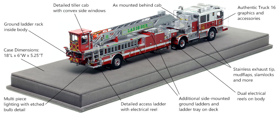 Specs and Features of D.C. Fire & EMS Seagrave Truck 16 scale model