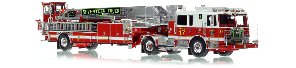 The first museum grade scale model of D.C. Fire & EMS Seagrave Capitol 100' TDA Truck 17