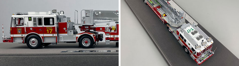 Closeup pictures 5-6 of the D.C. Fire & EMS Seagrave Capitol 100' TDA Truck 17 scale model